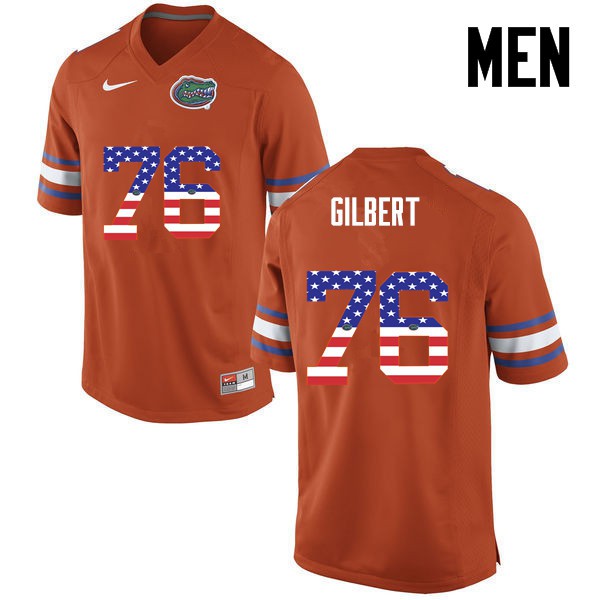 Florida Gators Men #76 Marcus Gilbert College Football USA Flag Fashion Orange